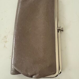 HOBO Lauren Leather Clutch Grey